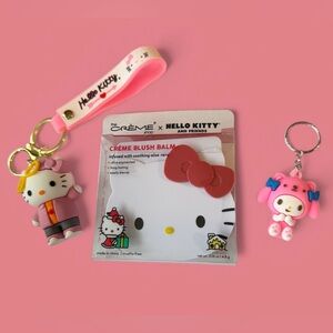 HELLO KITTY BUNDLE: BLUSH BALM, HELLO KITTY/MY MELODY KEYCHAINS